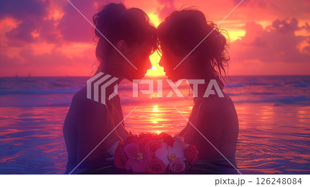 overjoyed multiethnic lesbian couple hugging and looking at each 126248084