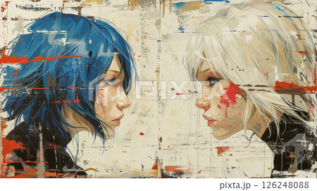 overjoyed multiethnic lesbian couple hugging and looking at each 126248088