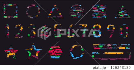 Glitch noise shapes. Digital pixel error...のイラスト素材 [126248189] - PIXTA