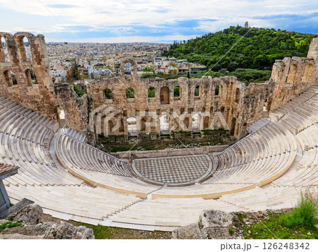 The Odeon of Herodes Atticus is a Roman theatre building on the Acropolis in Athens, Greece. The Odeon of Herodes Atticus is a Roman theatre building on the Acropolis in Athens, Greece. 126248342