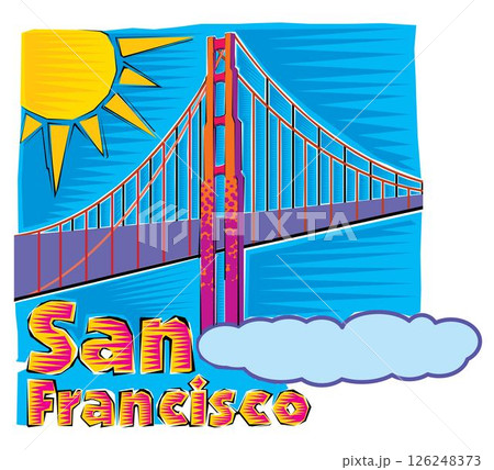 an illustration of golden bridge connecting san francisco bay and the pacific ocean an illustration of golden bridge connecting san francisco bay and the pacific ocean 126248373