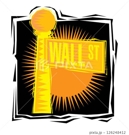 Clipart of Wall Street sign in lower Manhattan New York Clipart of Wall Street sign in lower Manhattan New York 126248412