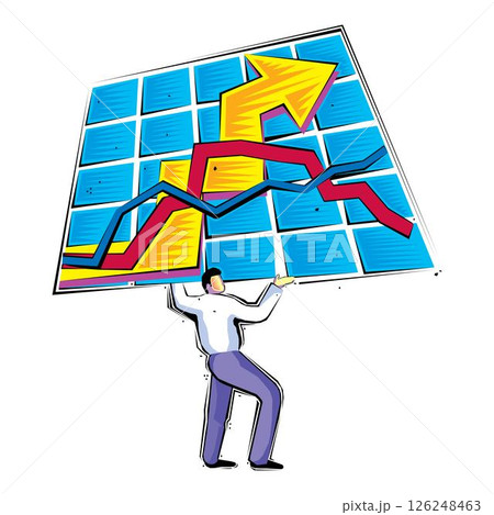 stocks market going up person carrying the burden of stocks rise stocks market going up person carrying the burden of stocks rise 126248463