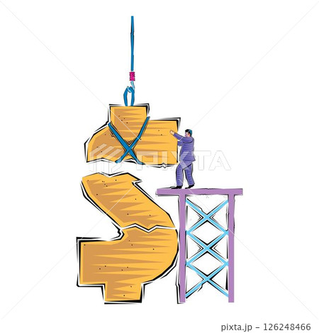 construction of dollar sign making money in business construction of dollar sign making money in business 126248466