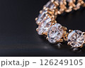 A stunning close-up image showcasing a beautifully designed diamond bracelet, emphasizing luxury and sophistication. Perfect for themes related to fashion, jewelry, elegance, and exclusive lifestyle. 126249105