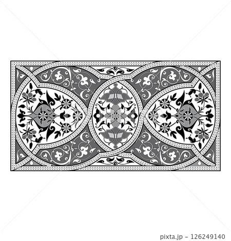 Vintage floral calligraphic floral vignette scroll corners ornamental design elements black  and color set isolated vector illustration 126249140