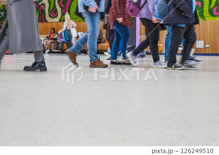 Group of People Walking Inside Busy Indoor Public Space Group of People Walking Inside Busy Indoor Public Space 126249510