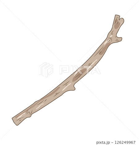 Dry Tree Branch Vector Illustration. A dry tree branch with a natural, irregular shape. The branch appears weathered and aged, featuring rough bark texture, subtle wood grain and natural knots. Dry Tree Branch Vector Illustration. A dry tree branch with a natural, irregular shape. The branch appears weathered and aged, featuring rough bark texture, subtle wood grain and natural knots. 126249967