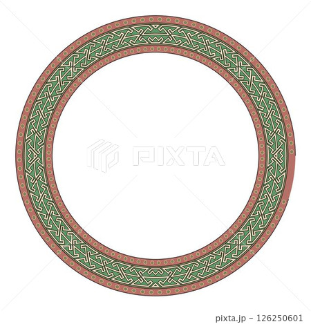 Islamic round floral frame, ornament in oriental style. 126250601