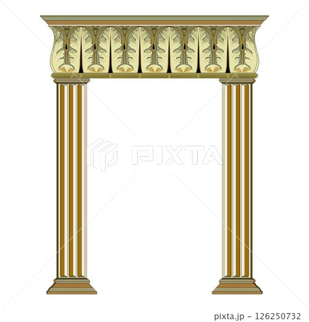 3D Ancient theater with four columns isolated on white background 126250732