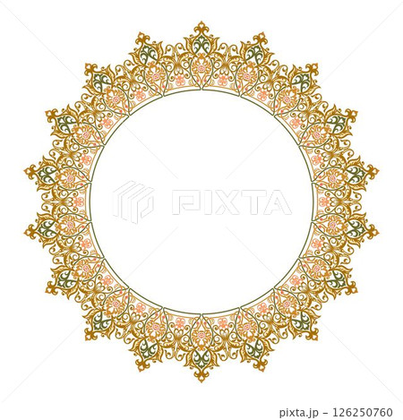 Islamic round floral frame, ornament in oriental style. Islamic round floral frame, ornament in oriental style. 126250760