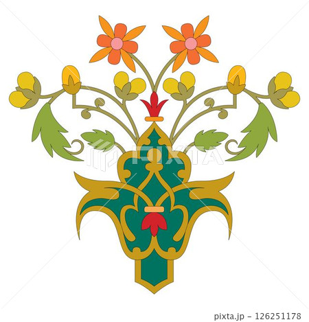 Vintage floral calligraphic floral vignette scroll corners ornamental design elements black  and color set isolated vector illustration 126251178