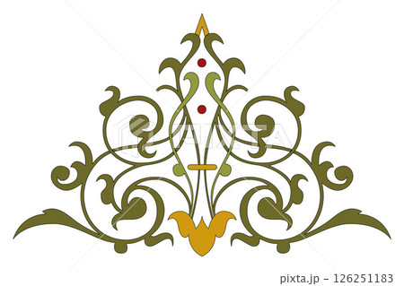 Vintage floral calligraphic floral vignette scroll corners ornamental design elements black  and color set isolated vector illustration 126251183