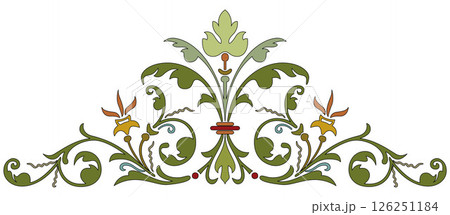 Vintage floral calligraphic floral vignette scroll corners ornamental design elements black and color set isolated vector illustration Vintage floral calligraphic floral vignette scroll corners ornamental design elements black and color set isolated vector illustration 126251184
