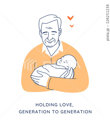 Grandfather bonding with newborn in a tender embrace 126251238