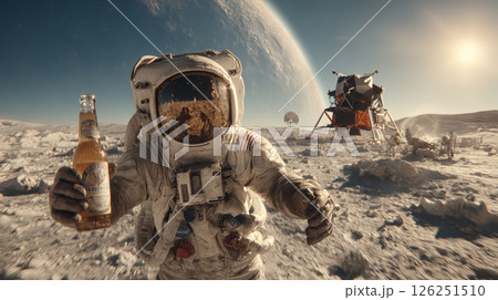Cheers to the Moon: A Cosmic Celebration. Generative AI 126251510