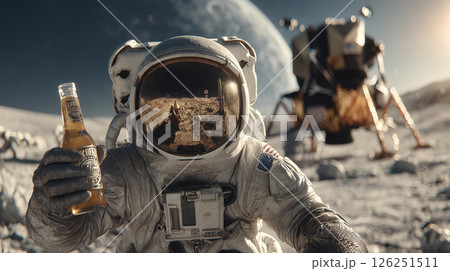 Cheers to the Moon: A Cosmic Celebration. Generative AI 126251511