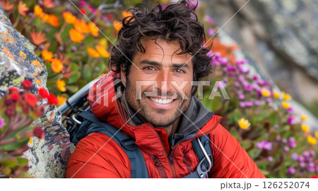 portrait of a smiling man in work clothes and a hard hat. He is a lumberjack portrait of a smiling man in work clothes and a hard hat. He is a lumberjack 126252074