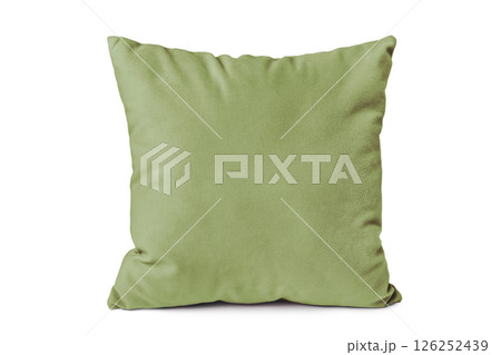 Decorative khaki velvet rectangular pillow for sleeping and resting isolated on white background Decorative khaki velvet rectangular pillow for sleeping and resting isolated on white background 126252439
