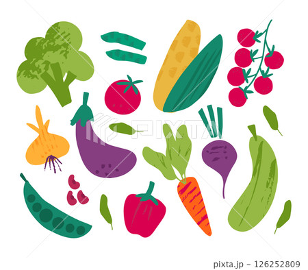 Vegetables flat vector illustration set 126252809