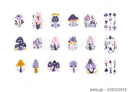 Mystical mushrooms vector illustration 126252815