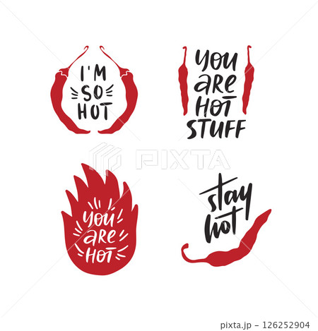 Handdrawn saying with chili pepper 126252904