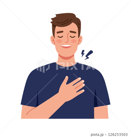 Man Holding Chest Experiencing Heart Pain Illustration Vector Design 126253503