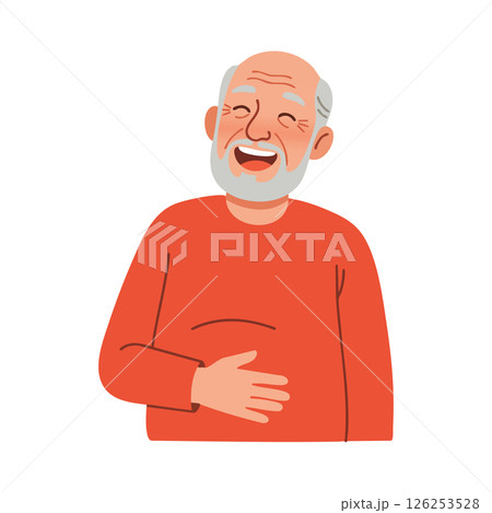 Elderly Man Laughing in Red Sweater Cartoon Style Vector Illustration Elderly Man Laughing in Red Sweater Cartoon Style Vector Illustration 126253528