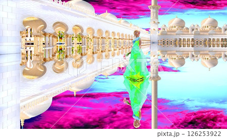 鏡面反射の異次元世界「写真を水彩風に作った街並み」 鏡面反射の異次元世界「写真を水彩風に作った街並み」 126253922