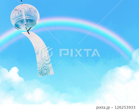 青空と風にそよぐ風鈴 126253933