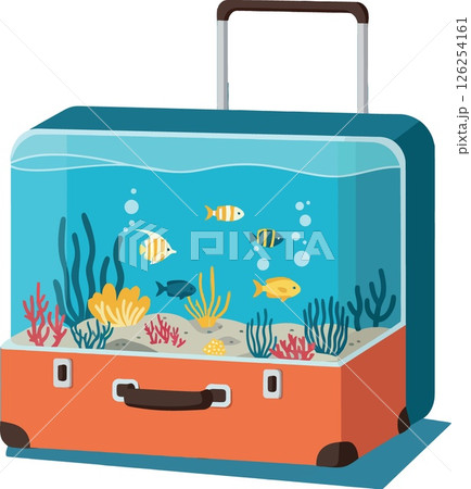 Fish Aquarium Suitcase with Colorful Coral and Tropical Fish Vector Illustration Fish Aquarium Suitcase with Colorful Coral and Tropical Fish Vector Illustration 126254161