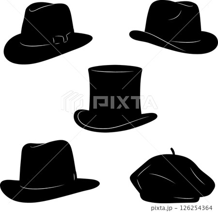 Collection of Classic Black Hats in Various Styles Vector Illustration Collection of Classic Black Hats in Various Styles Vector Illustration 126254364