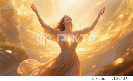 幸せのオーラで満たされている女性 幸せのオーラで満たされている女性 126254822