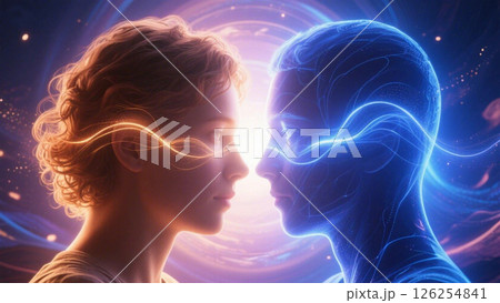 自分と繋がるもう一人の自分 心理学、スピリチュアル系イラスト 126254841
