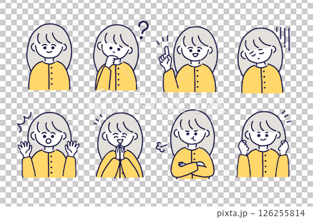 Women with various expressions / upper body / icon set Women with various expressions / upper body / icon set 126255814