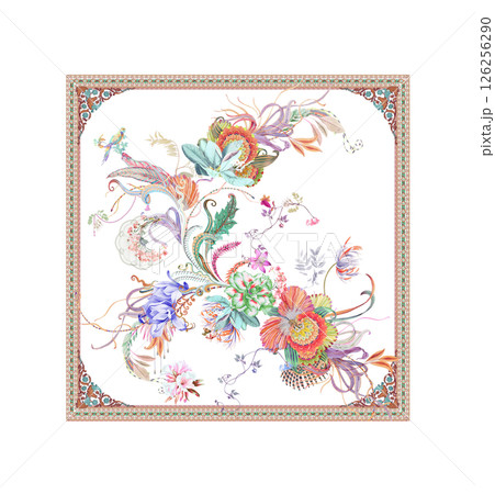 Stunning Hand Illustrated Floral Scroll Pattern Pieces Stunning Hand Illustrated Floral Scroll Pattern Pieces 126256290