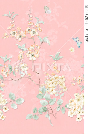 Stunning Hand Illustrated Floral Scroll Pattern Pieces Stunning Hand Illustrated Floral Scroll Pattern Pieces 126256319