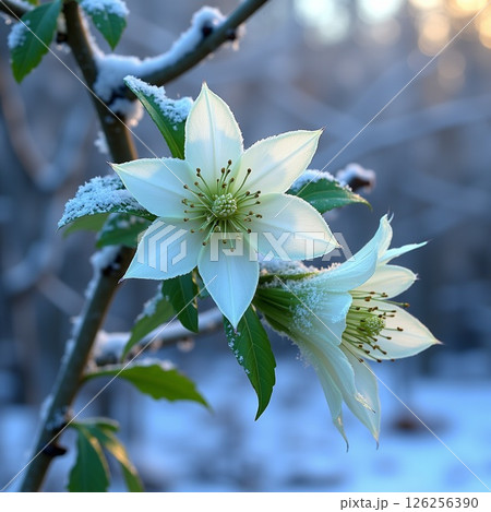 ヘレボルスの繊細な花びらを捉えた一枚 126256390