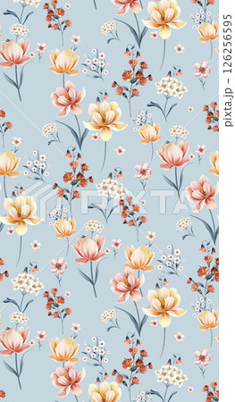 Masterful Handmade Floral Scroll Pattern Artworks 126256595