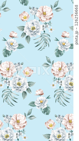 Vivid Hand Drawn Curly Flower Motif Illustrations Vivid Hand Drawn Curly Flower Motif Illustrations 126256668