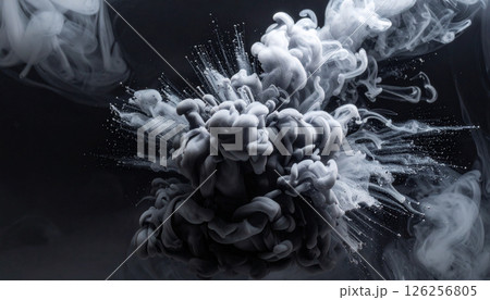 ink dropped into liquid nitrogen. Fractal explosion Background. Generated Image 126256805