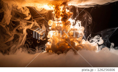 ink dropped into liquid nitrogen. Fractal explosion Background. Generated Image 126256806