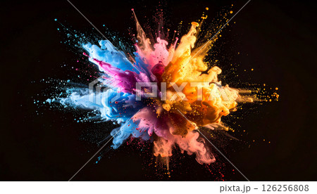 ink dropped into liquid nitrogen. Fractal explosion Background. Generated Image 126256808