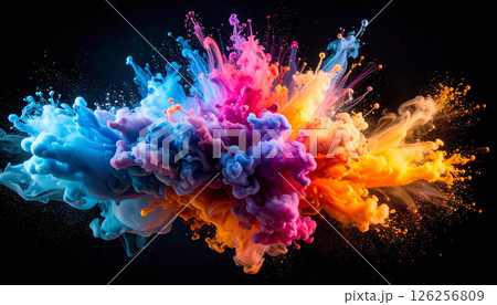 ink dropped into liquid nitrogen. Fractal explosion Background. Generated Image 126256809