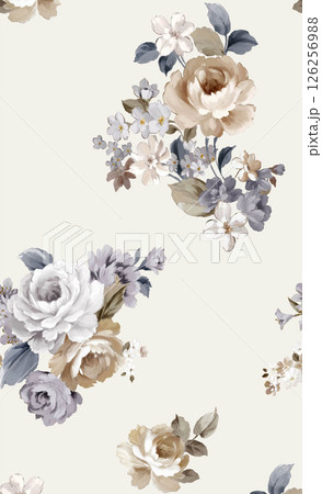 Dainty Hand Rendered Flower and Scroll Motif Sketches Dainty Hand Rendered Flower and Scroll Motif Sketches 126256988