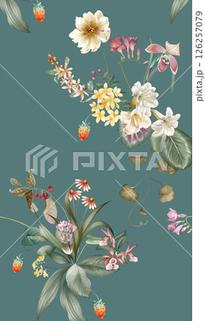 Lyrical Hand Crafted Curly Floral Pattern Graphics 126257079