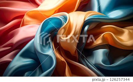 Silk fabric absorbing coloured inks Background. Generated Image 126257344