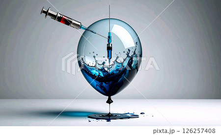 Tattoo needle puncturing a water balloon . Background concept. Generated Image 126257408