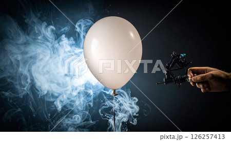 Tattoo needle puncturing a water balloon . Background concept. Generated Image 126257413