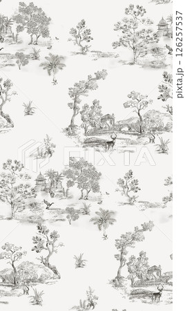 Dramatic Hand Illustrated Curly and Floral Works 126257537